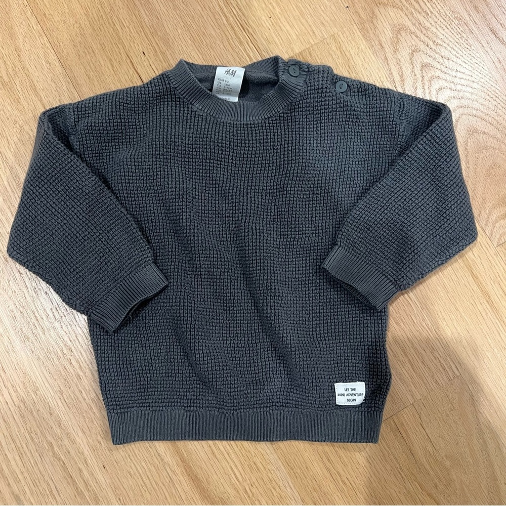 H&M 12month Charcoal Waffle Knit Sweater